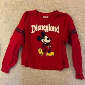 Disney Red Mickey Mouse Sweatshirt with Navy Stripes